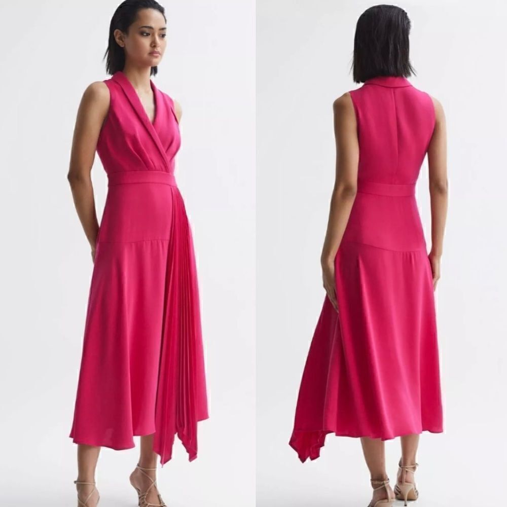 Reiss Claire pleated midi dress size 2 NWT $385